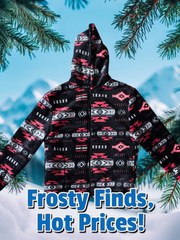 Silk Touch Zipped Sherpa Unisex Adult Hoodie with Navajo/Aztec design
