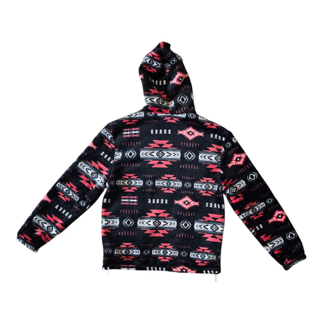 Silk Touch Zipped Sherpa Unisex Adult Hoodie with Navajo/Aztec design