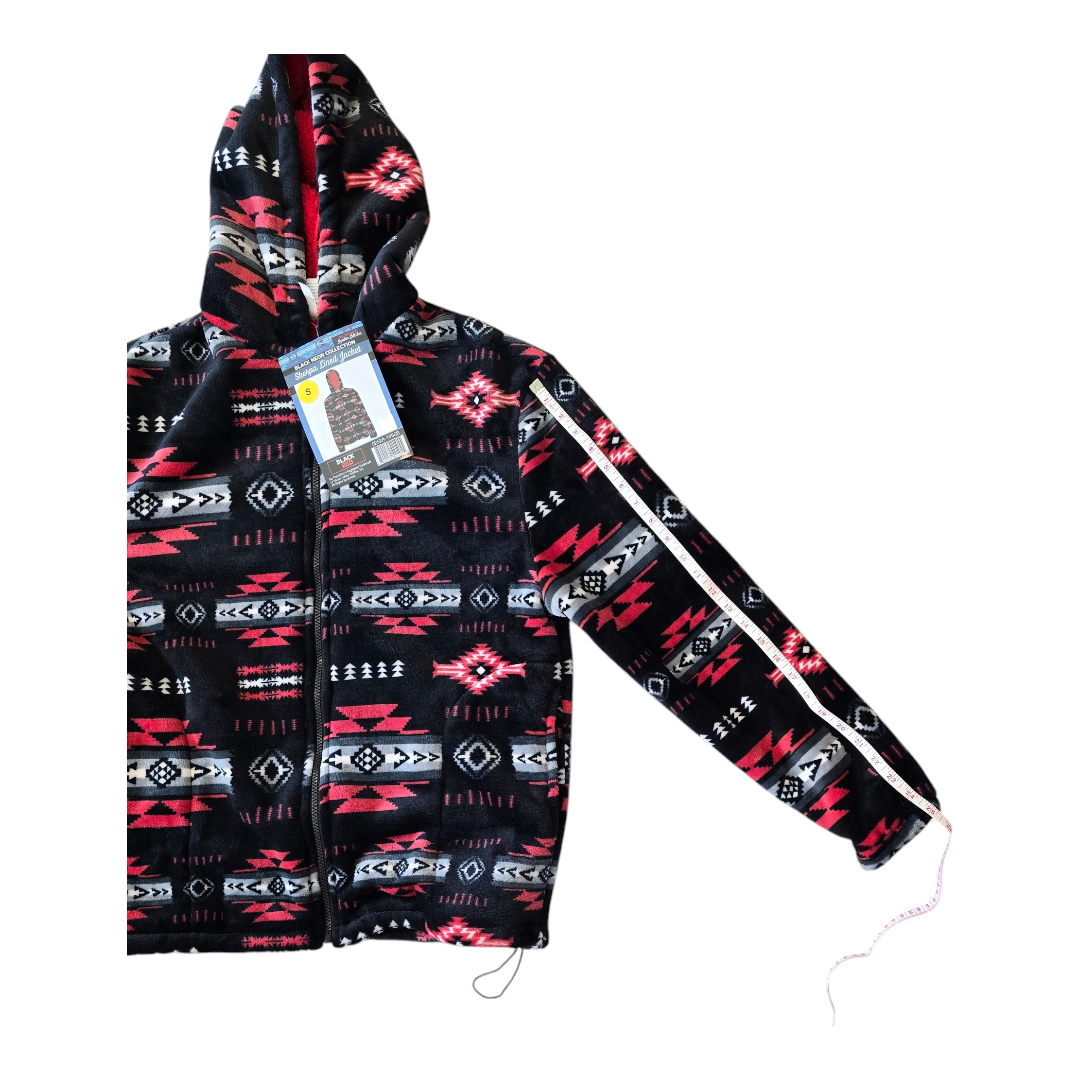 Silk Touch Zipped Sherpa Unisex Adult Hoodie with Navajo/Aztec design