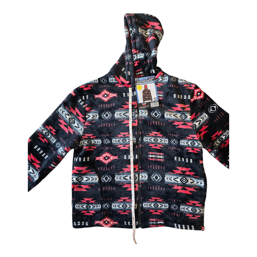 Silk Touch Zipped Sherpa Unisex Adult Hoodie with Navajo/Aztec design