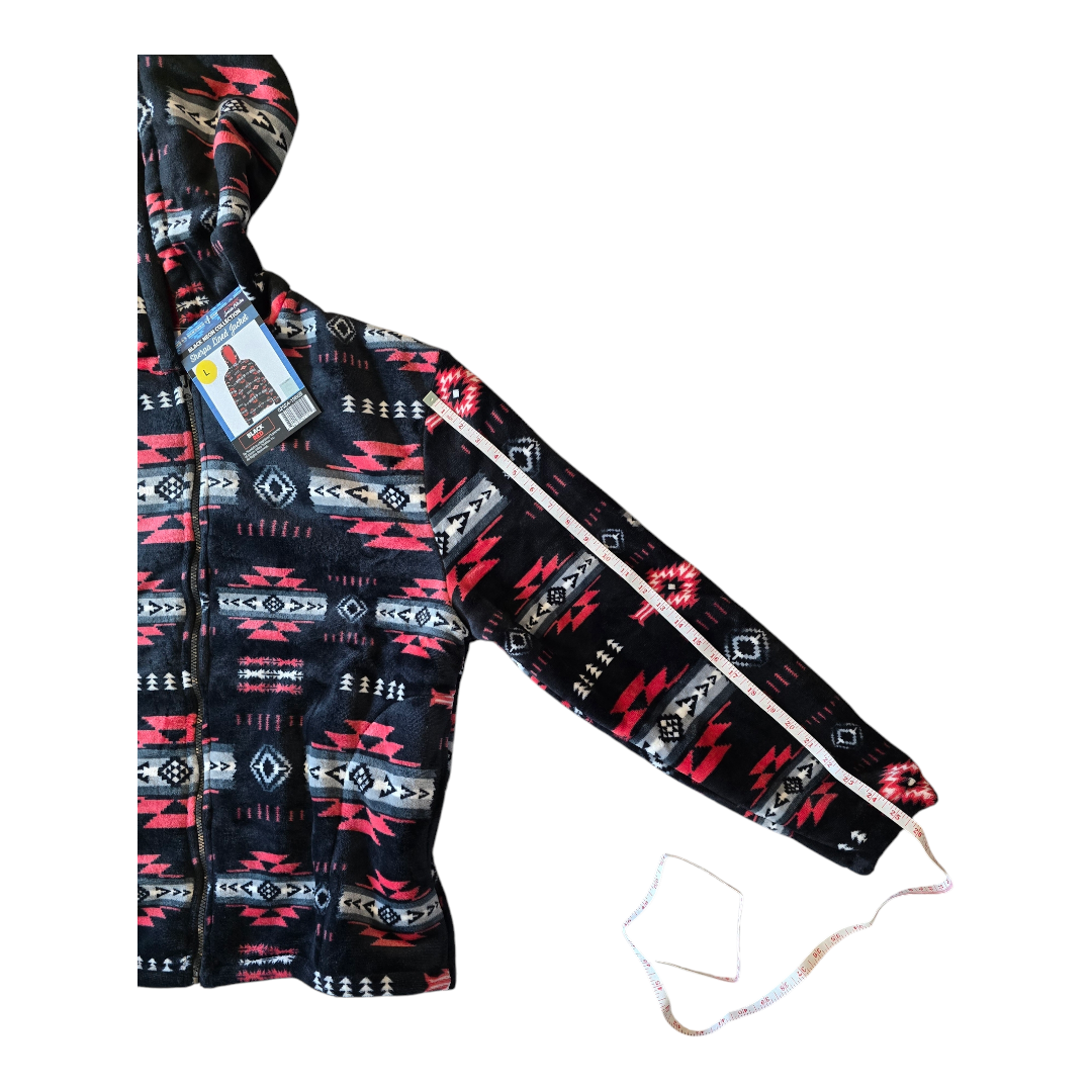 Silk Touch Zipped Sherpa Unisex Adult Hoodie with Navajo/Aztec design