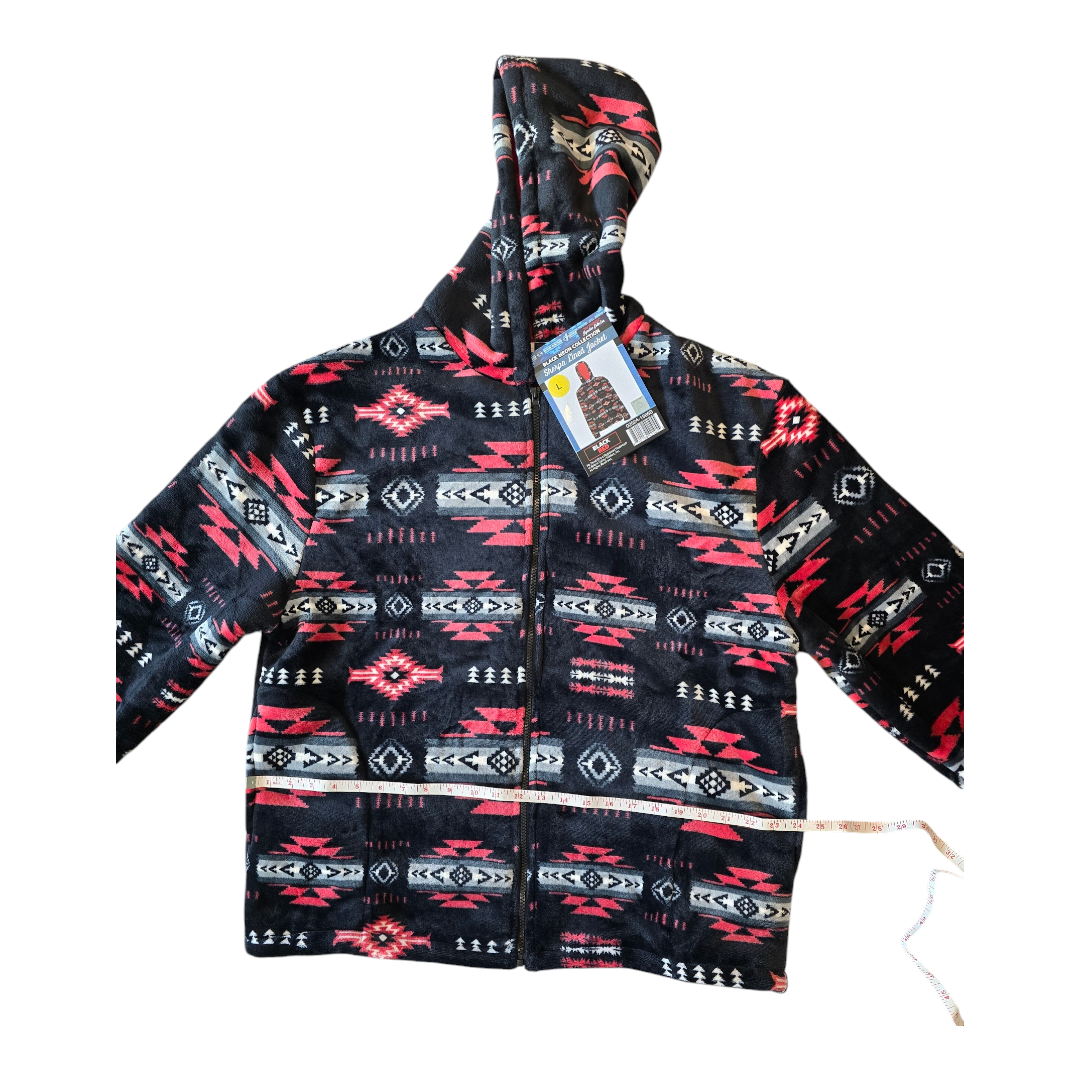 Silk Touch Zipped Sherpa Unisex Adult Hoodie with Navajo/Aztec design
