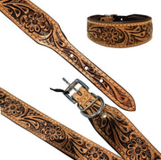 Handmade Hand-Tool Leather Dog Collar - 16.0" L x 1.5" W