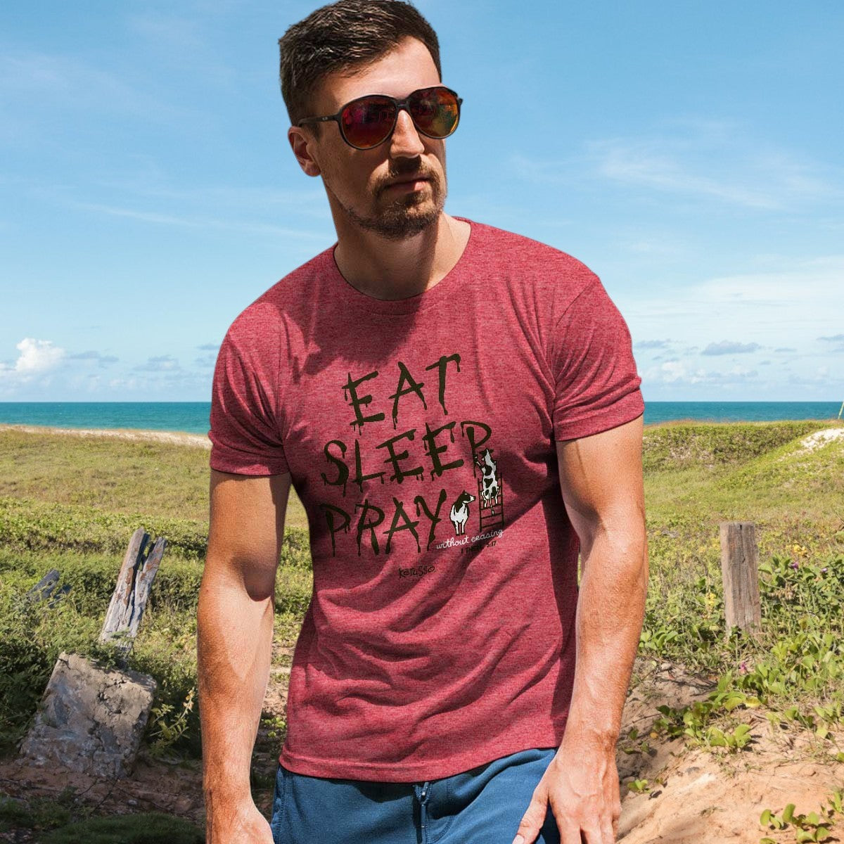 Eat Sleep Pray Adult Unisex Short Sleeve T-Shirt - APT5009