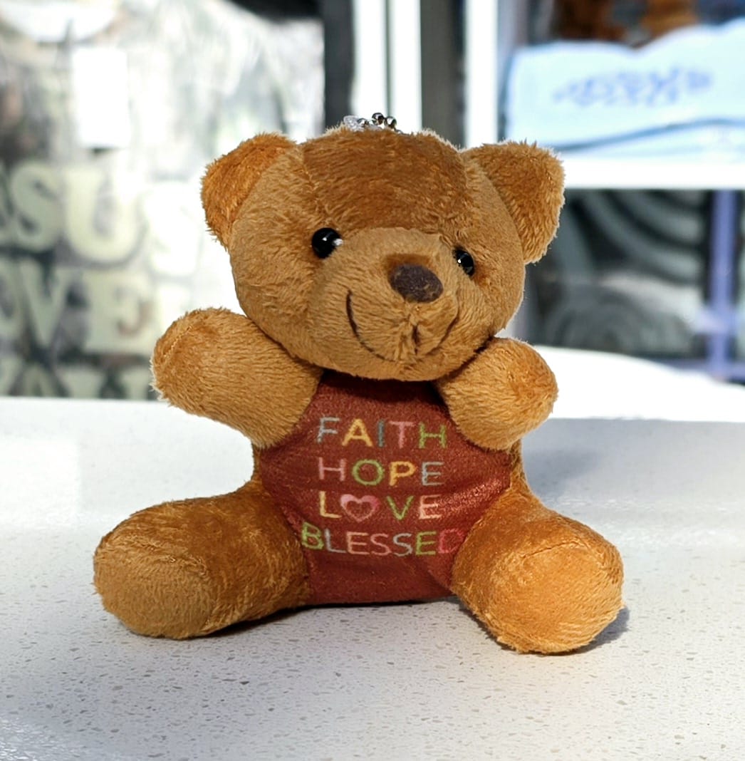 Christian Plush Teddy Bear – “Faith Hope Love Blessed”  | Cozy Inspirational Faith-Based Stuffed Animal Mini Gift