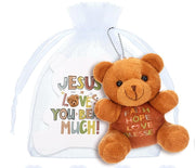 Christian Plush Teddy Bear – “Faith Hope Love Blessed”  | Cozy Inspirational Faith-Based Stuffed Animal Mini Gift