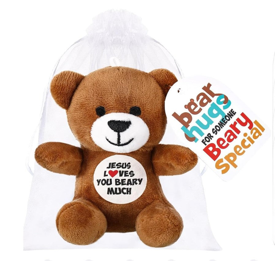 Christian Plush Teddy Bear – “Jesus Loves You Beary Much”  | Cozy Inspirational Faith-Based Stuffed Animal Mini Gift