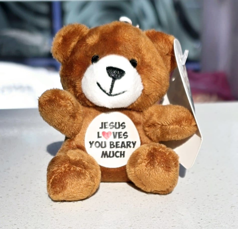 Christian Plush Teddy Bear – “Jesus Loves You Beary Much”  | Cozy Inspirational Faith-Based Stuffed Animal Mini Gift