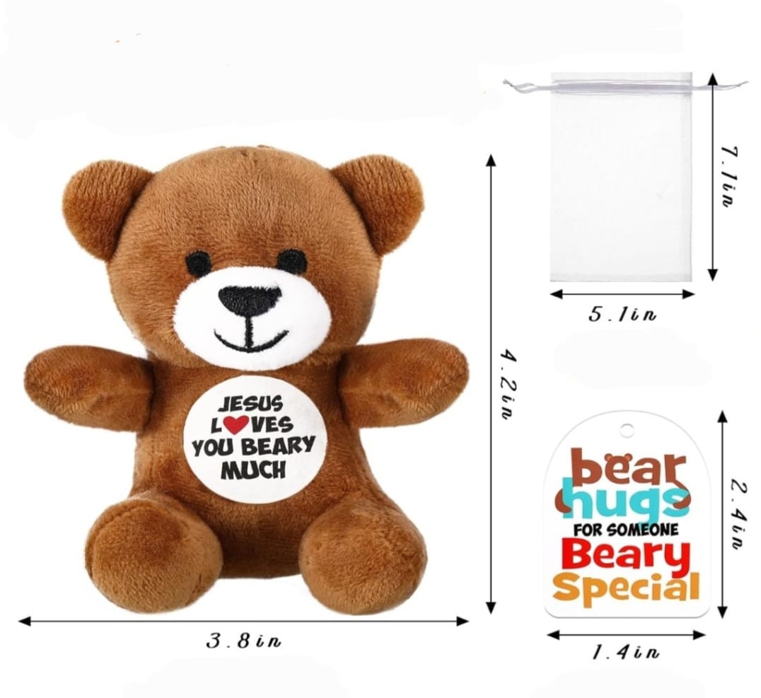 Christian Plush Teddy Bear – “Jesus Loves You Beary Much”  | Cozy Inspirational Faith-Based Stuffed Animal Mini Gift