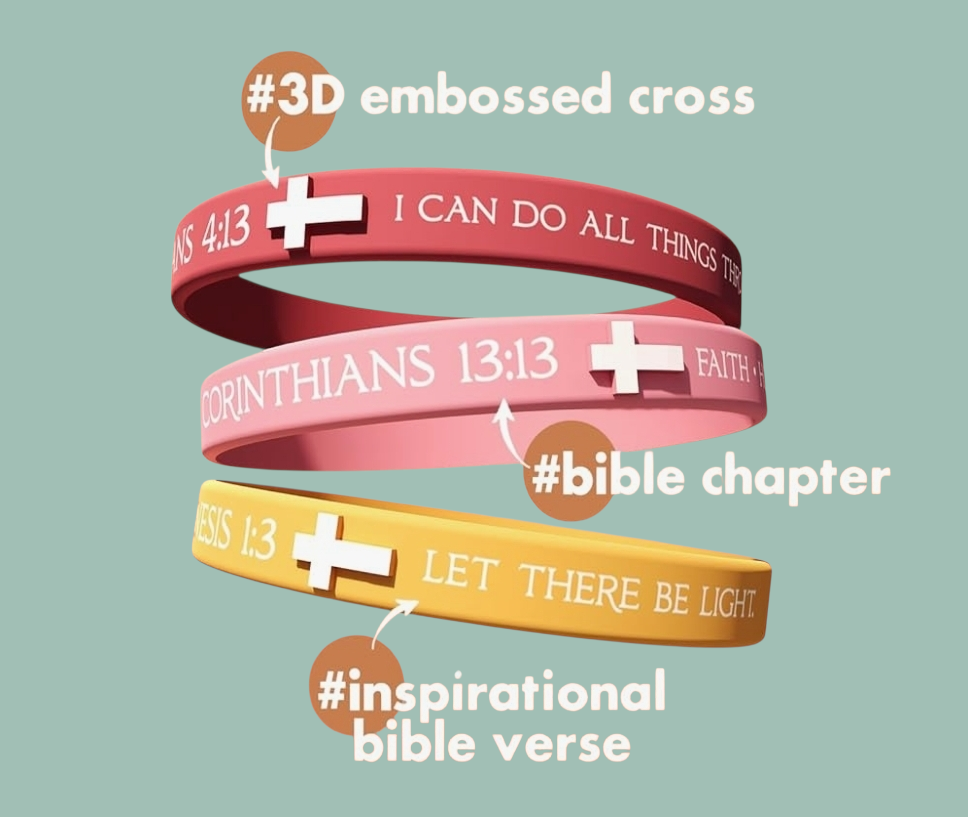 Christian Bible Verse Cross Scripture Faith-Inspired Silicone Wristbands - Unisex - Assorted