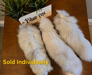 Natural Blue Fox Tail Keychain or Handbag Accessory, Taxidermy Accessory - Approx. 12.0" long - LWBFOX