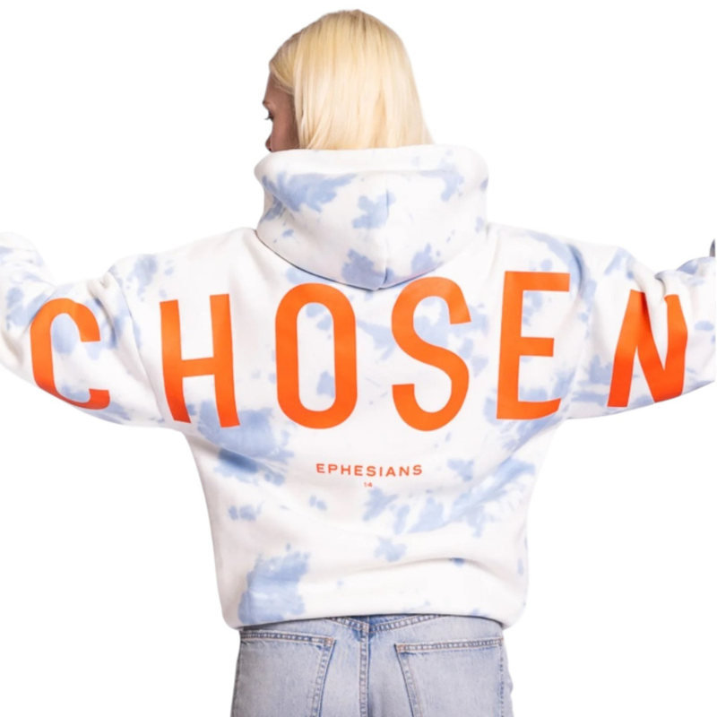 🔥 God’s Love Overcomes Hoodie – CHOSEN - Blue Cloud | Viral Faith-Based Streetwear