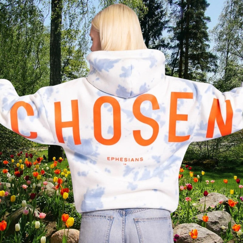 🔥 God’s Love Overcomes Hoodie – CHOSEN - Blue Cloud | Viral Faith-Based Streetwear