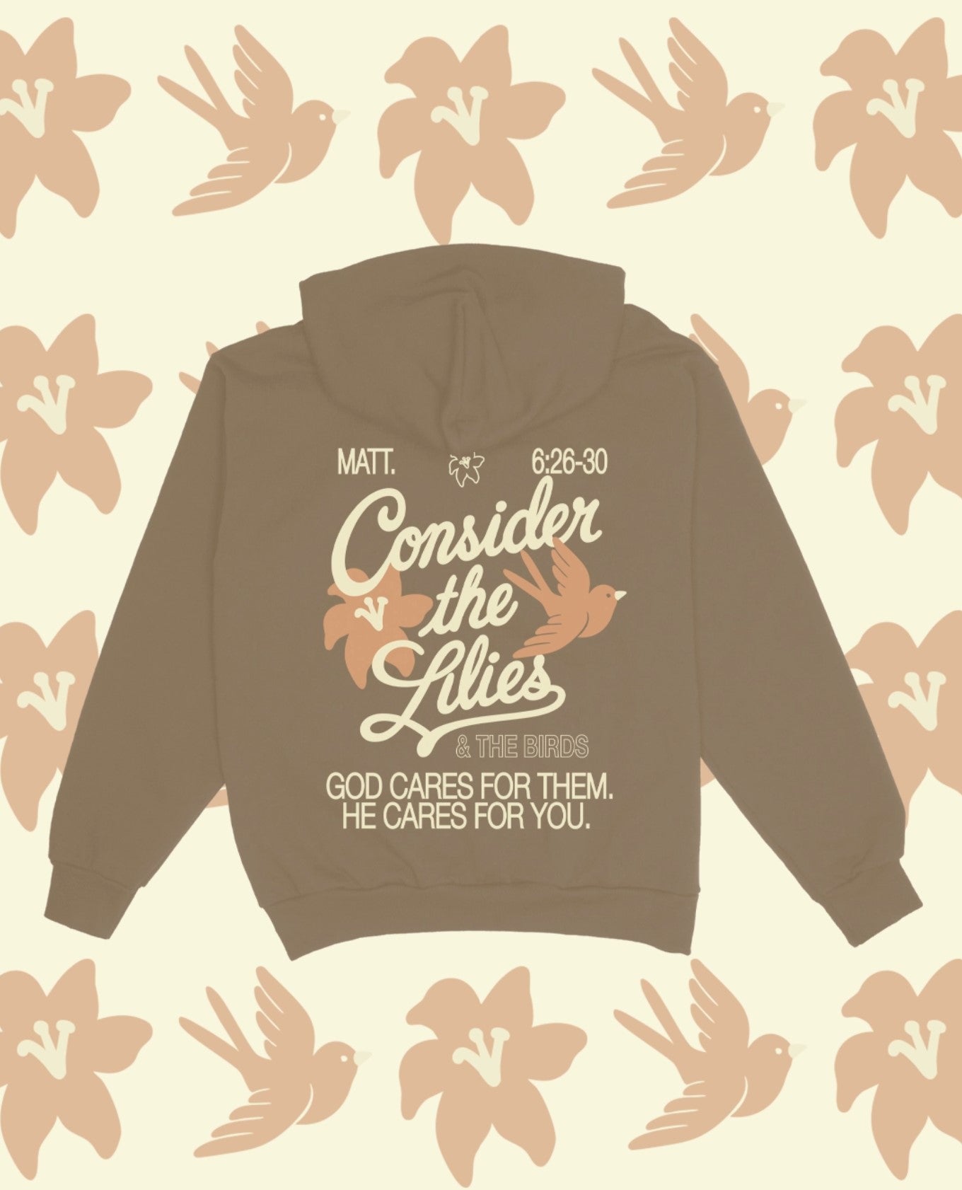 Consider the Lilies Unisex Hoodie - Brown