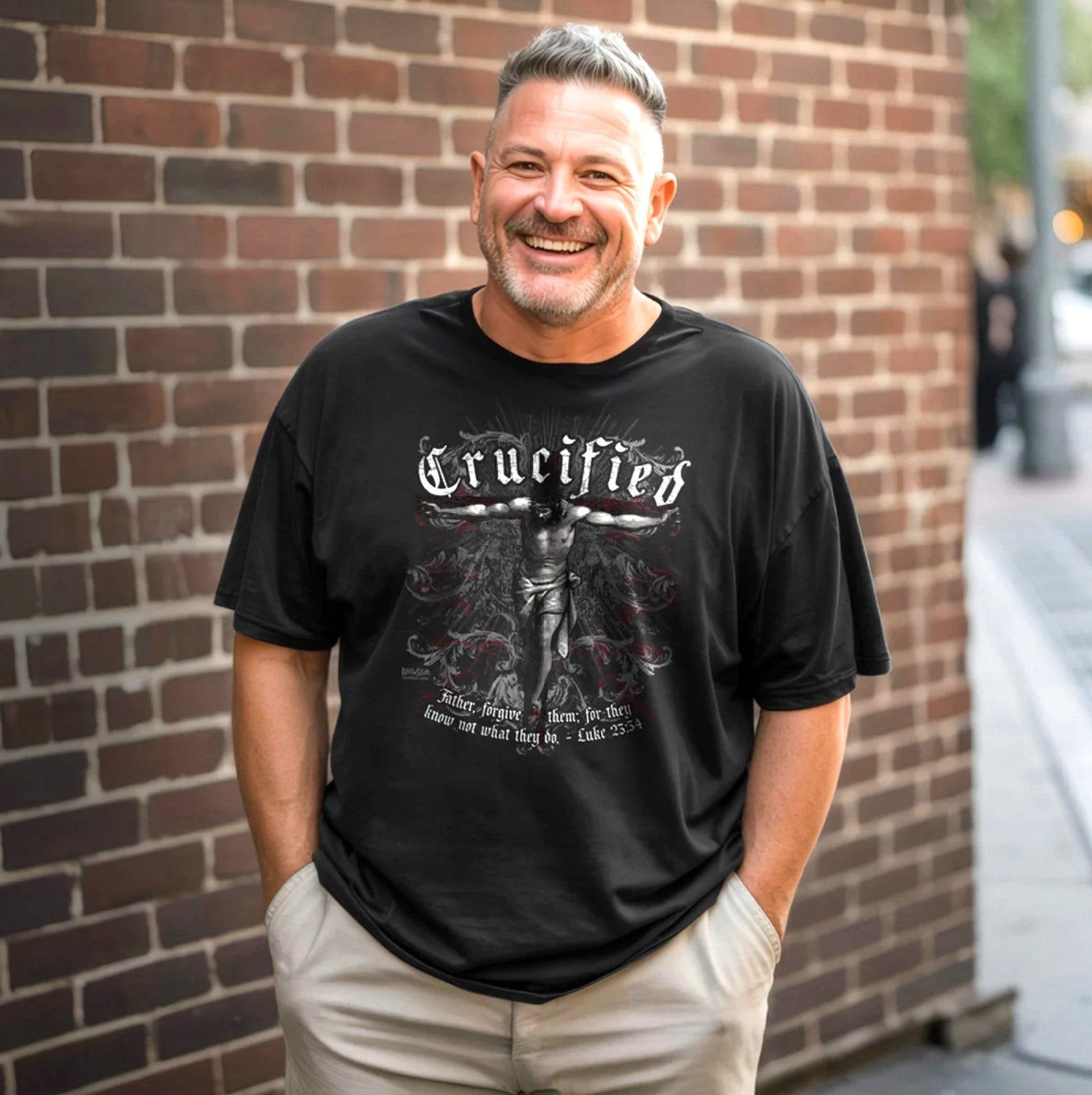 Kerusso® Crucified Christian T-Shirt | Black Unisex Tee