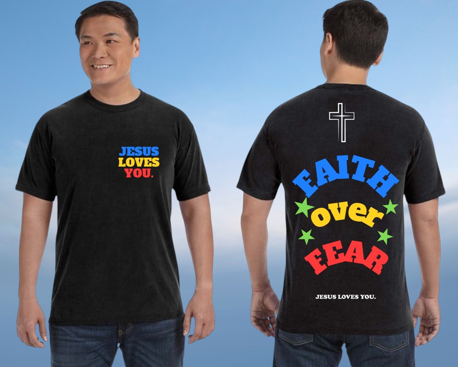 Comfort Colors® Jesus Loves You – Faith over Fear Christian T-Shirt | Black Unisex Tee