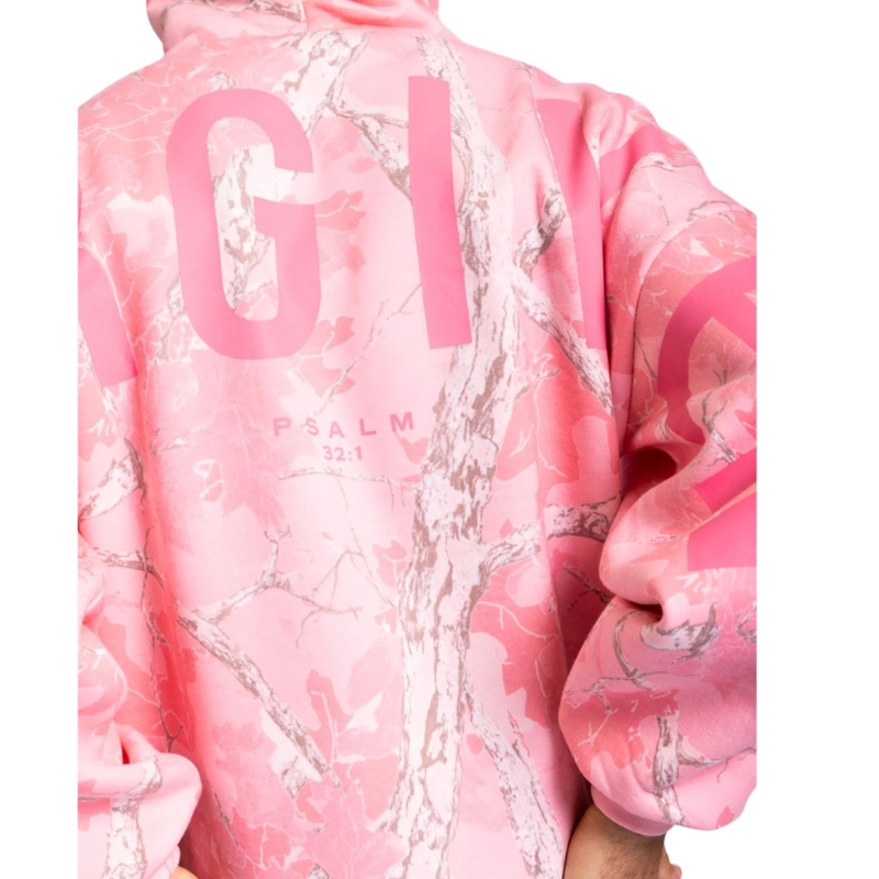 🔥 God’s Love Overcomes Hoodie – FORGIVEN - Pink Camo | Viral Faith-Based Streetwear
