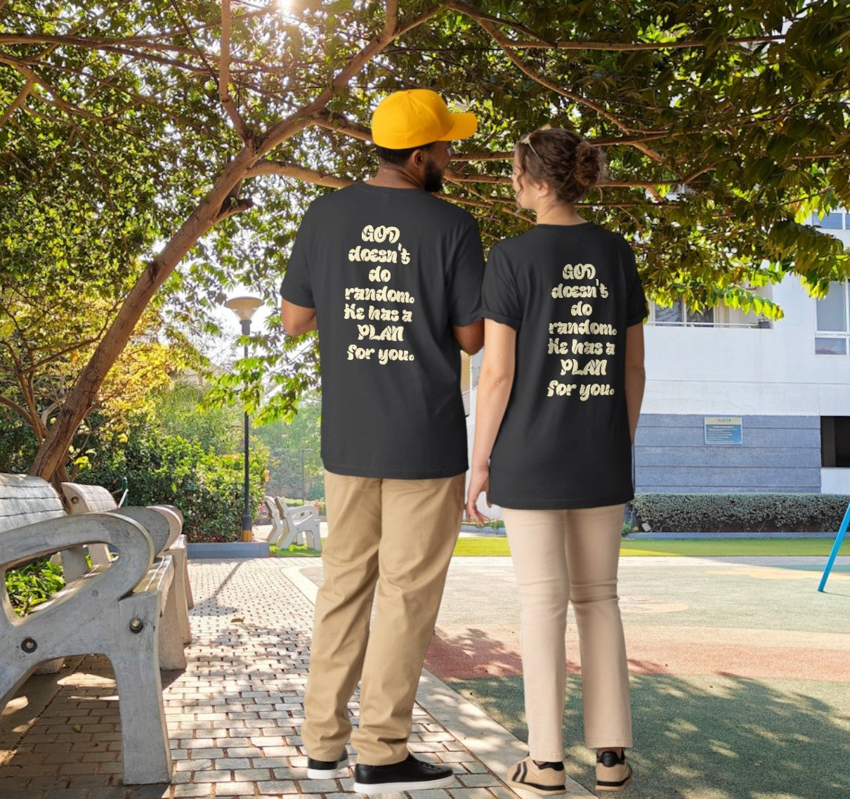 Comfort Colors® Jesus Loves You Christian T-Shirt – God Doesn’t Do Random | Black Unisex Tee