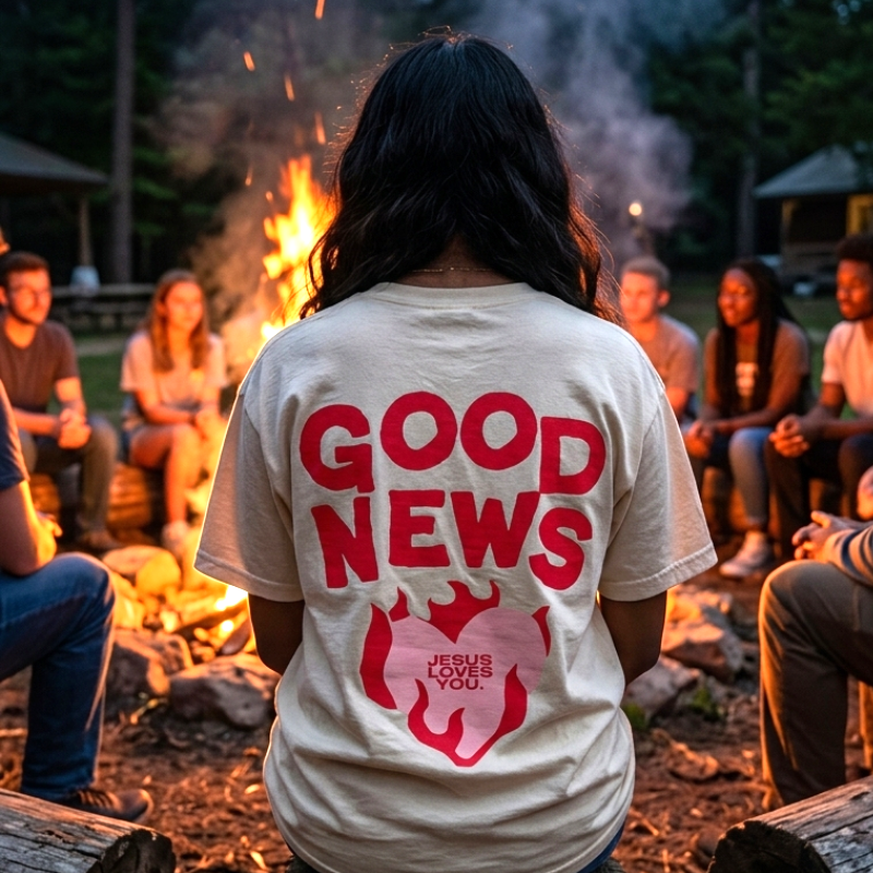 Good News Christian Faith Graphic Tee, Gospel Message T-Shirt | Jesus Loves You