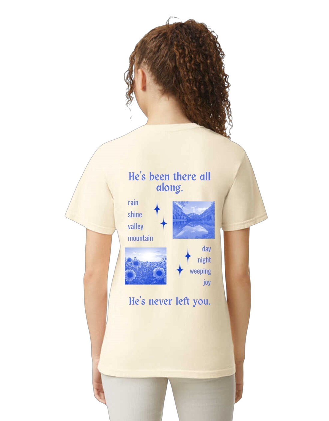 Comfort Colors® He's Never Left You Christian T-Shirt | Unisex Tee