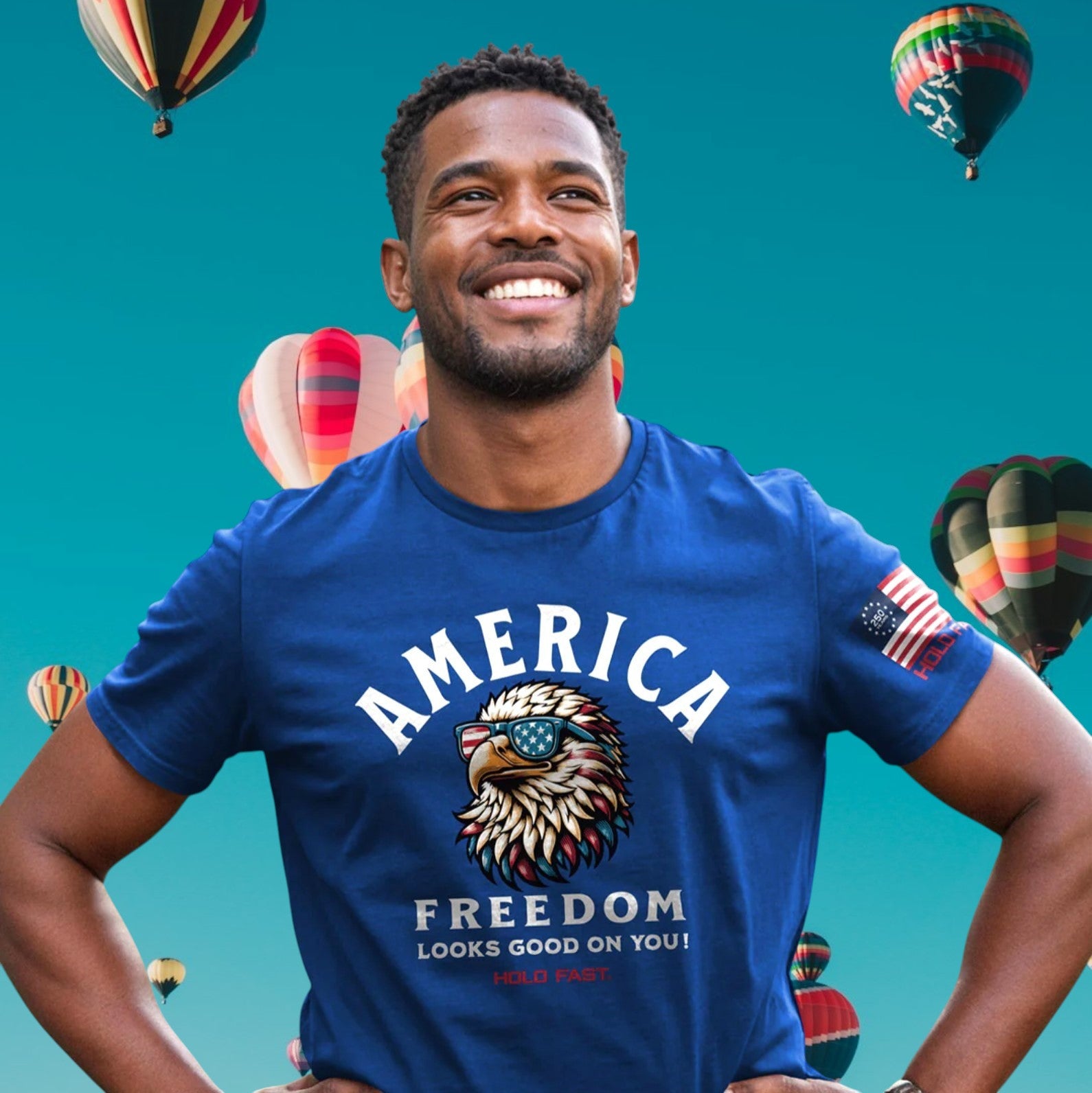 America Eagle™ Christian Patriotic T-Shirt | Hold Fast® Eagle Freedom Tee Royal Blue