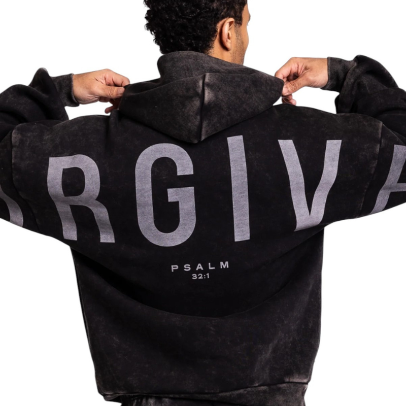 🔥 God’s Love Overcomes Hoodie – Black Snow Wash | Viral Faith-Based Streetwear