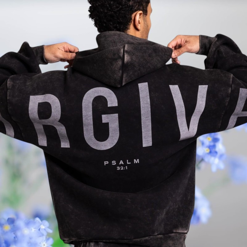 🔥 God’s Love Overcomes Hoodie – Black Snow Wash | Viral Faith-Based Streetwear