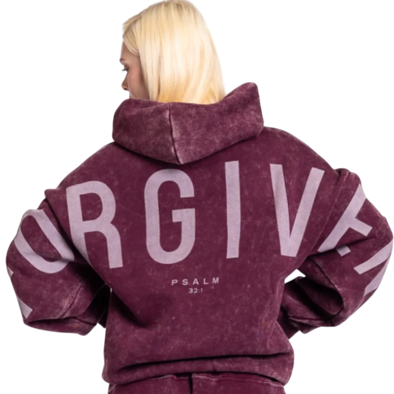 🔥 God’s Love Overcomes Hoodie – Dark Cherry Snow Wash | Viral Faith-Based Streetwear
