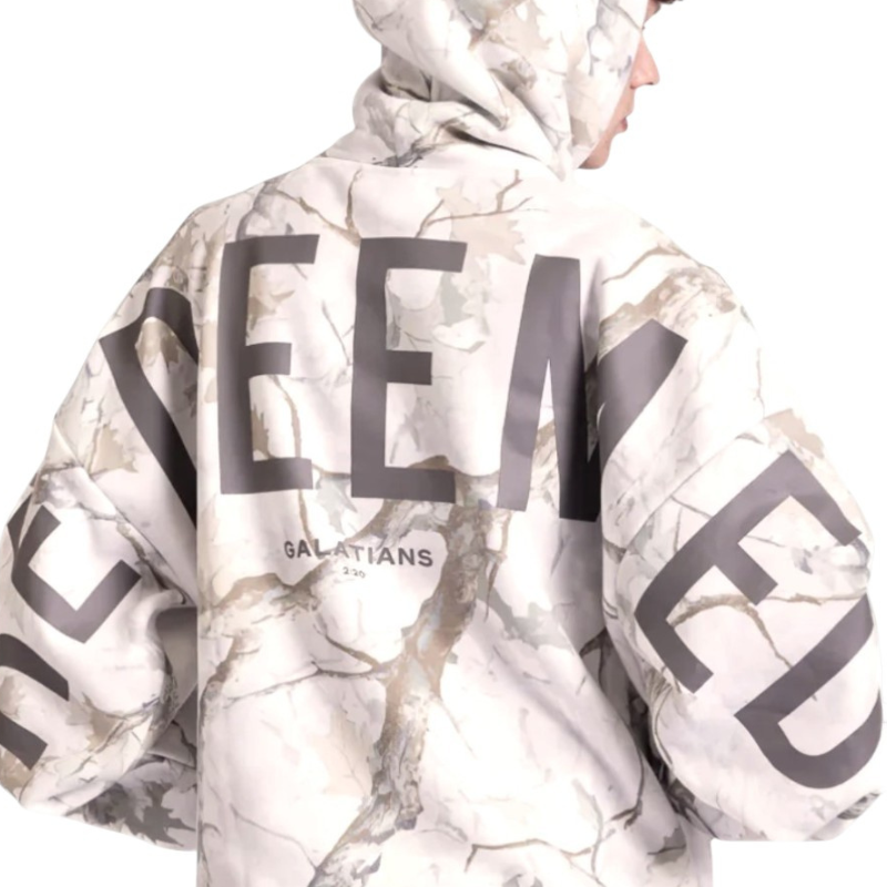 🔥 God’s Love Overcomes Hoodie – Light Camo | Viral Faith-Based Streetwear