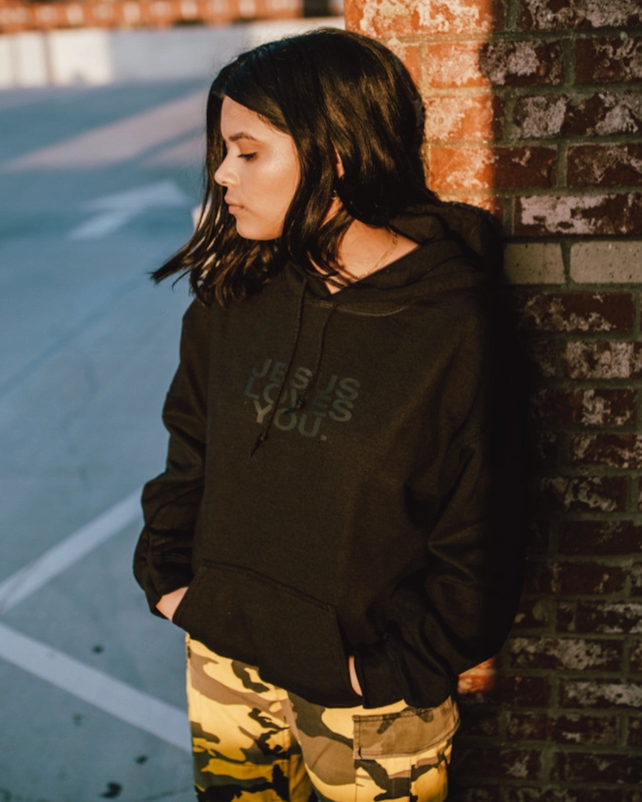 3-D Puff Print Black On Black Logo Unisex Hoodie