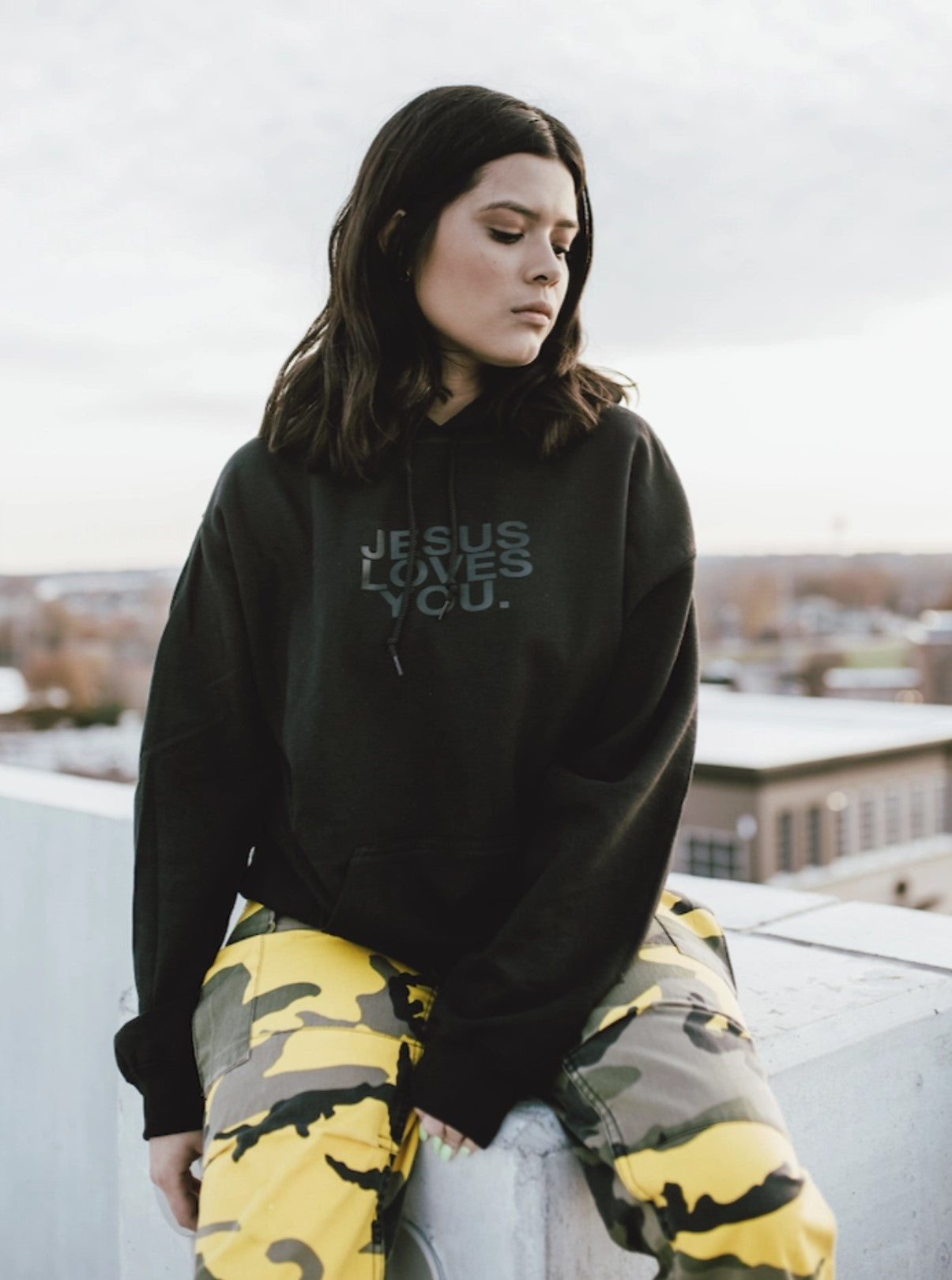 3-D Puff Print Black On Black Logo Unisex Hoodie