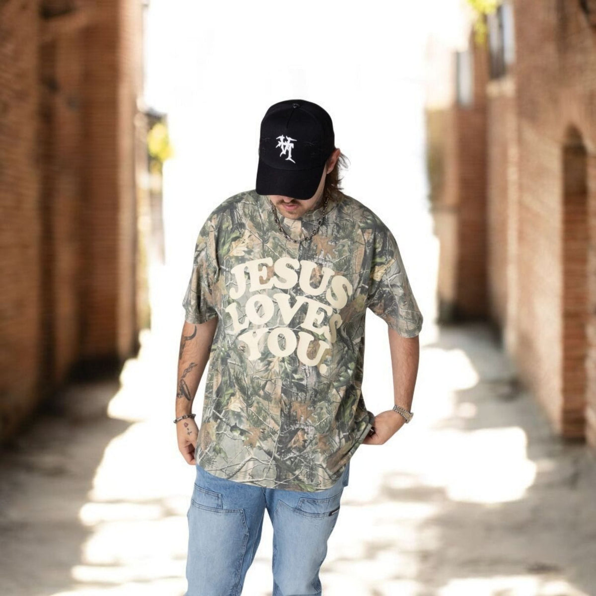 Jesus Loves You Heavyweight Oversized Christian T-Shirt | Camo – Limited Edition Unisex