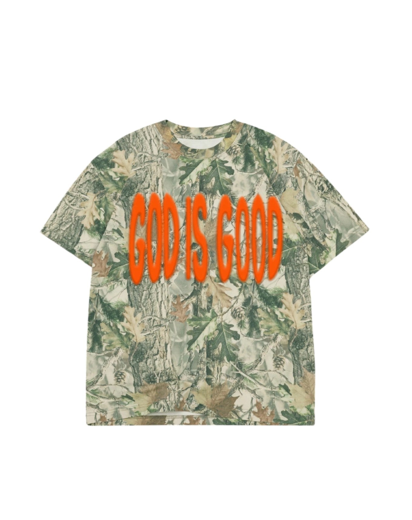Jesus Loves You™ Heavyweight 8oz Oversized Christian T-Shirt – God Is Good 3D Puff Print Camo | Limited Edition Unisex