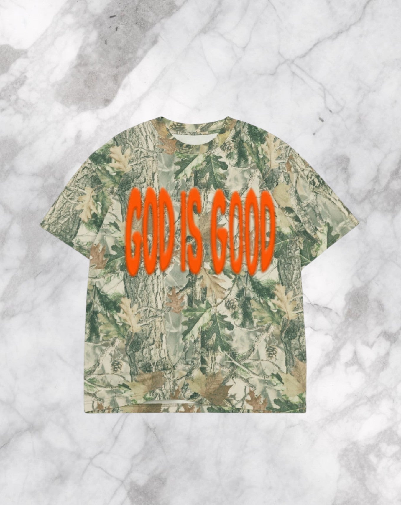 Jesus Loves You™ Heavyweight 8oz Oversized Christian T-Shirt – God Is Good 3D Puff Print Camo | Limited Edition Unisex