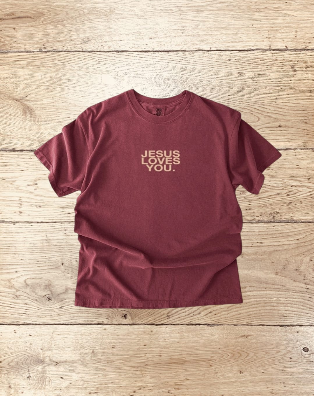 Comfort Colors Jesus Loves You Logo Unisex T-Shirt - Crimson