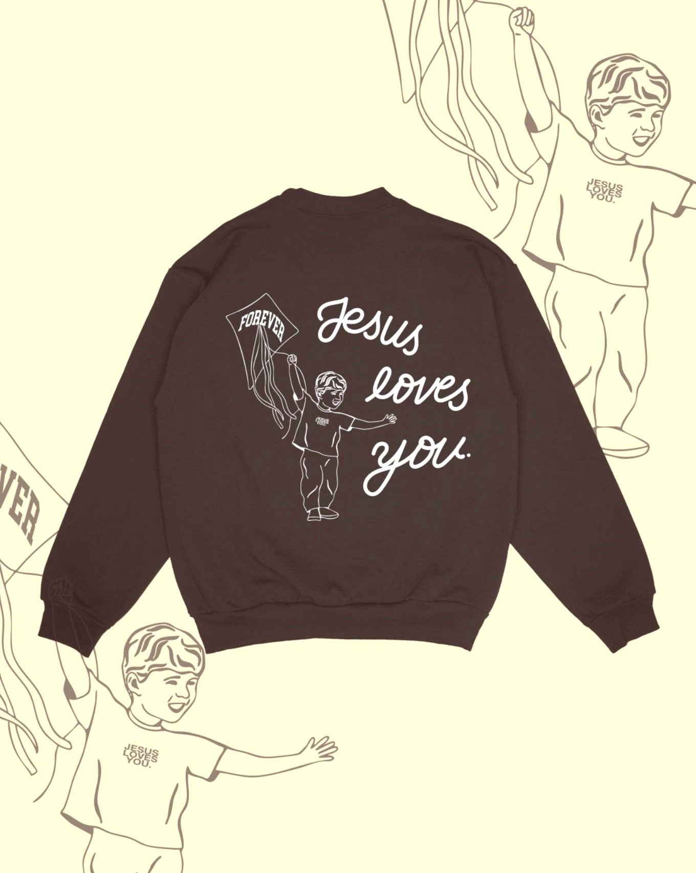 Jesus Loves You™ Forever Christian Sweatshirt | Unisex Dark Brown Crewneck