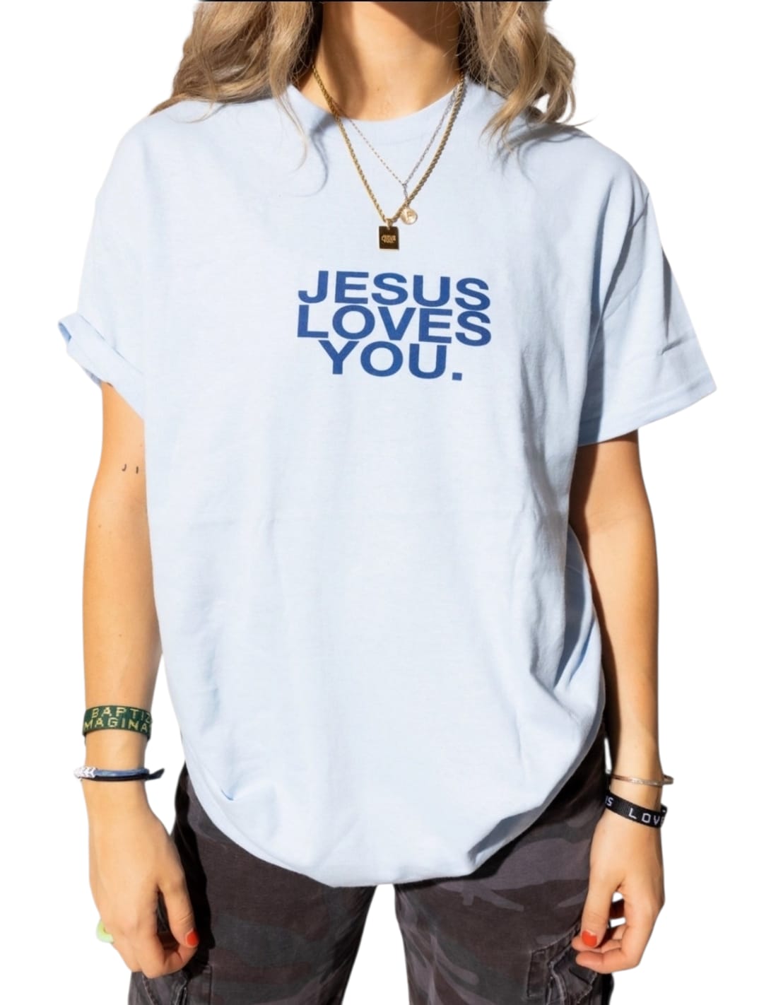 Jesus Loves You Logo Unisex T-Shirt - Light Blue