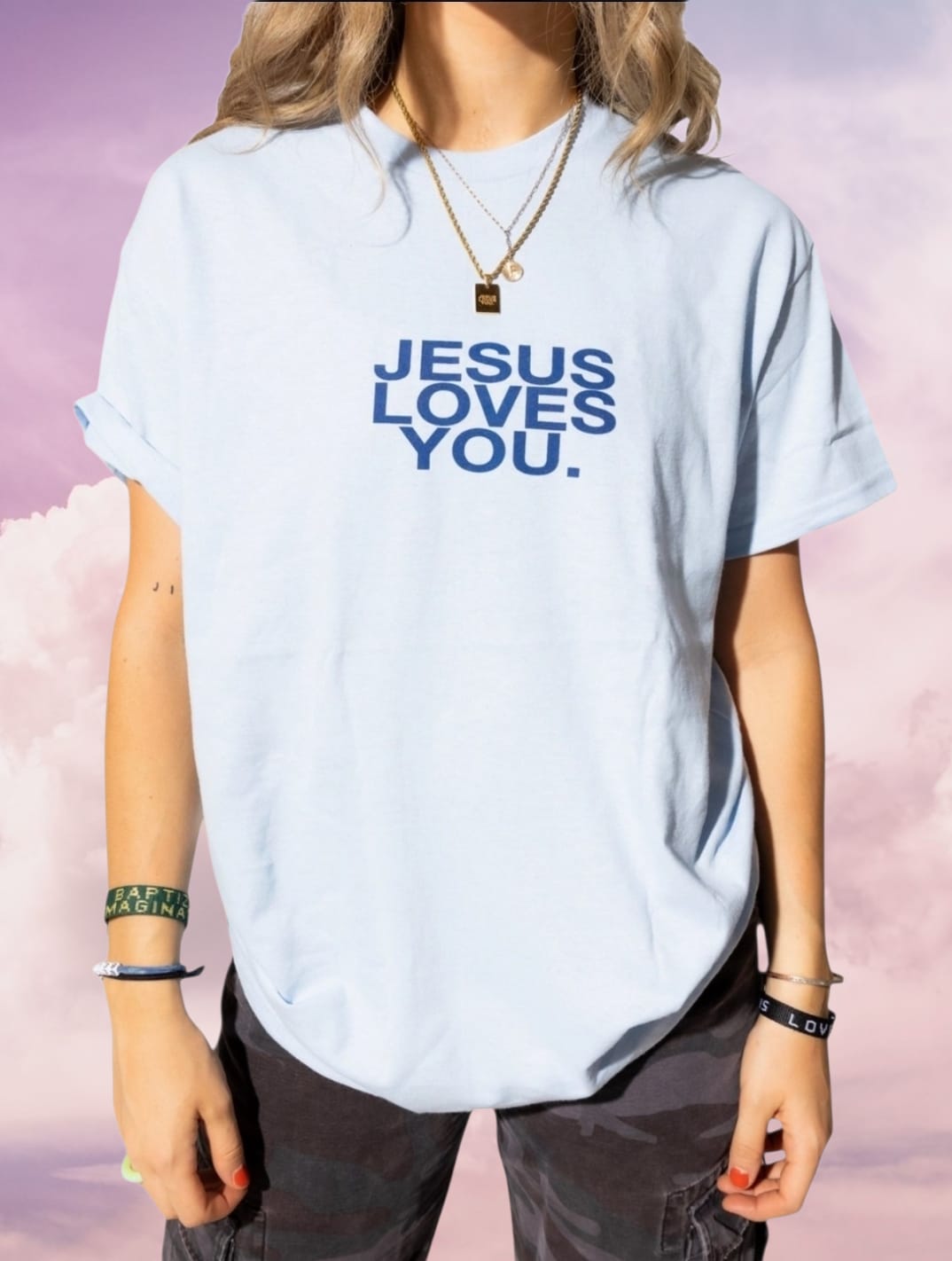 Jesus Loves You Logo Unisex T-Shirt - Light Blue