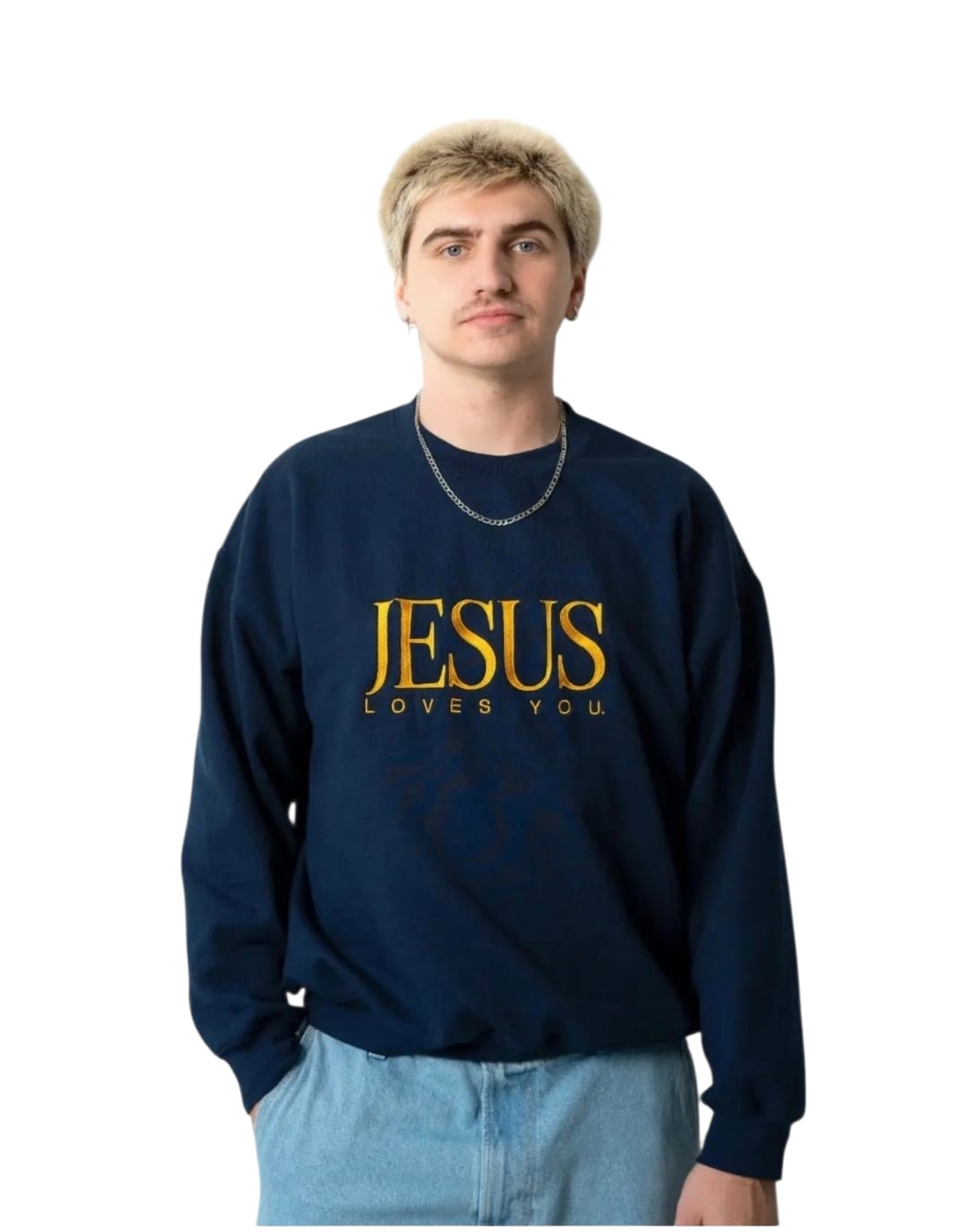 Vintage Embroidered Crewneck Unisex Sweatshirt - Navy Blue