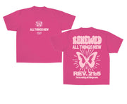 Jesus Loves You™ All Things New Christian T-Shirt – Revelation 21:5 Bible Verse Graphic Tee | Pink Unisex Faith Shirt