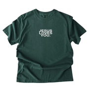 Comfort Colors® Jesus Loves You™ Logo Christian T-Shirt | Unisex Blue Spruce Tee