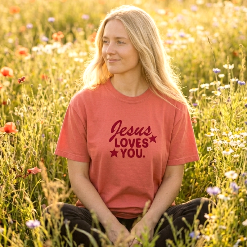 Jesus Loves You™ Heavens Declare His Glory Christian T-Shirt | Unisex Terracotta Rose Tee