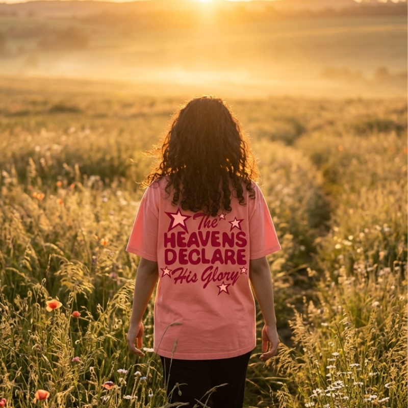 Jesus Loves You™ Heavens Declare His Glory Christian T-Shirt | Unisex Terracotta Rose Tee