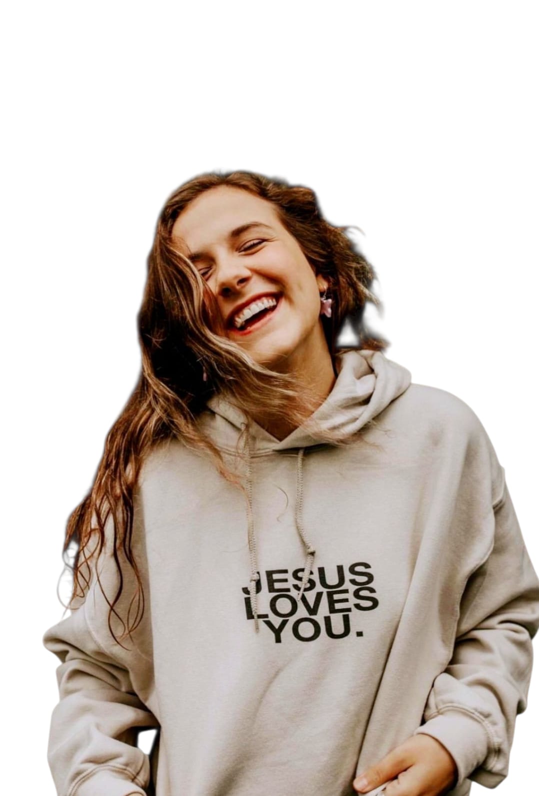 Check Front Sand Premium Unisex Hoodie