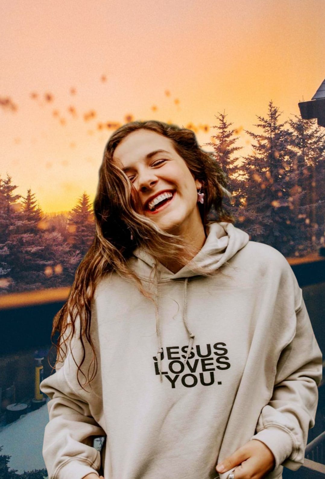 Check Front Sand Premium Unisex Hoodie