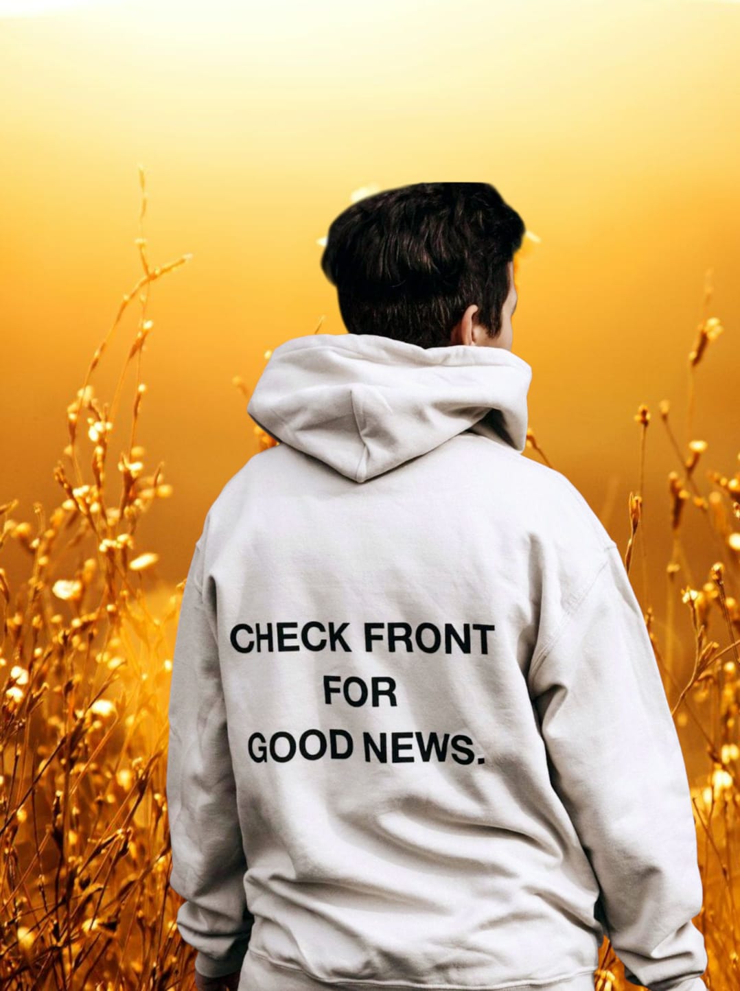 Check Front Sand Premium Unisex Hoodie