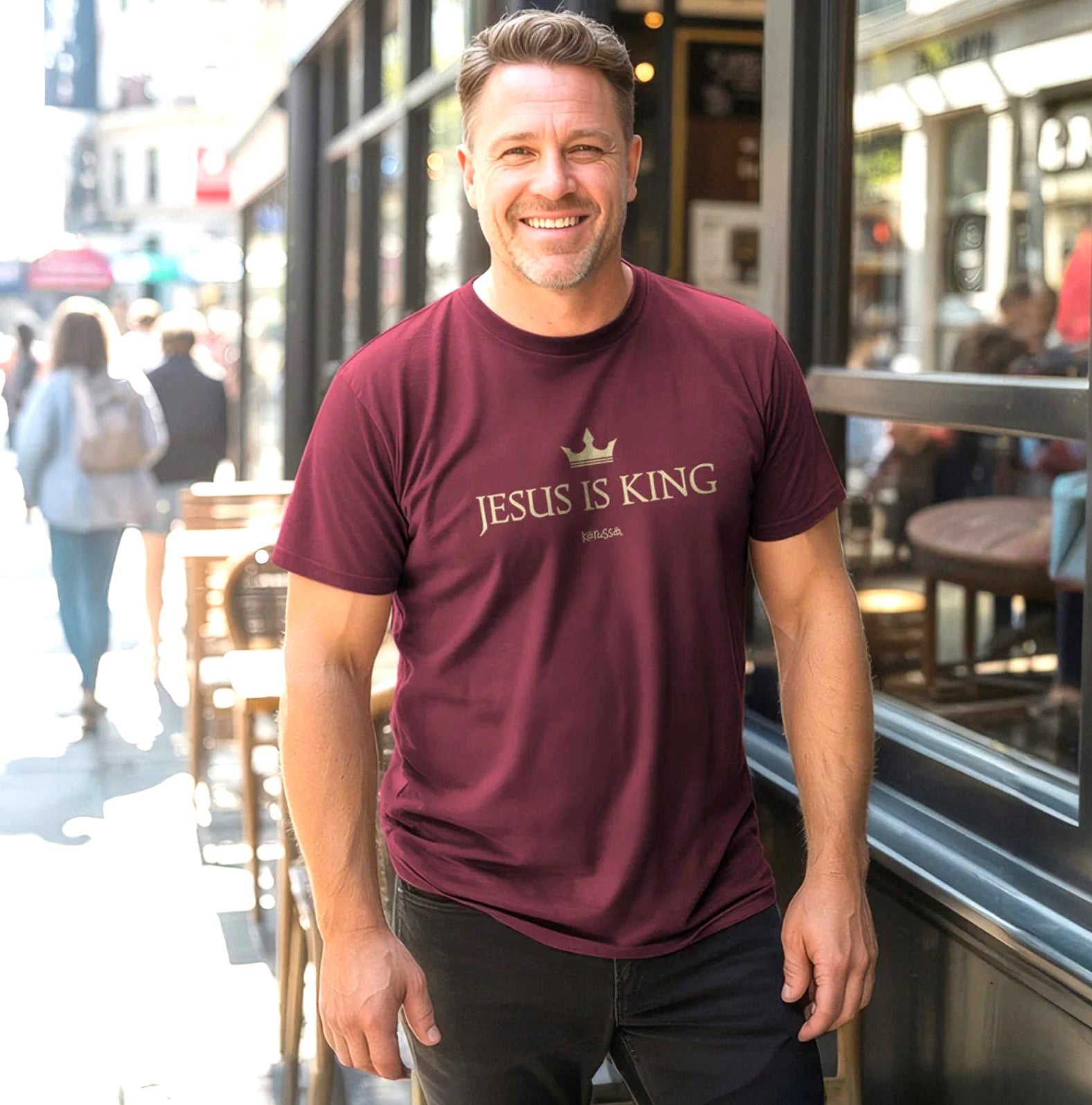 Kerusso® Jesus Is King Christian T-Shirt | Garnet Unisex Tee