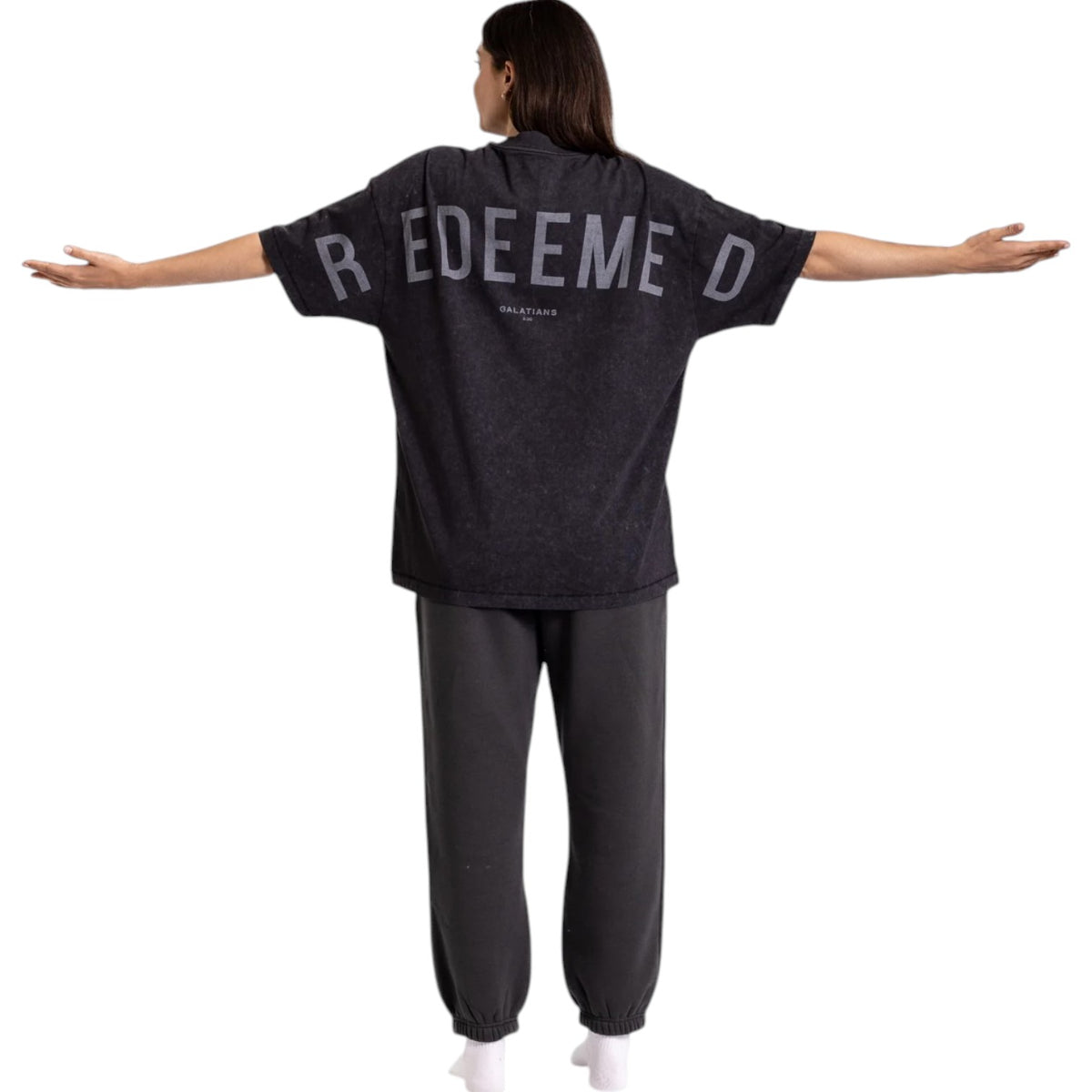 🔥 God’s Love Overcomes Mineral Wash Tee – REDEEMED - JET BLACK | Viral Faith-Based Streetwear