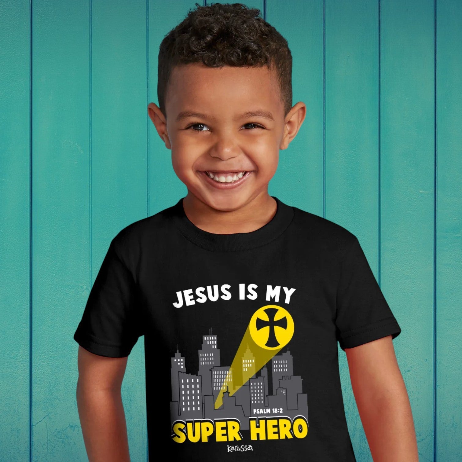 Jesus Super Hero Kids Short Sleeve T-Shirt - KDZ4549