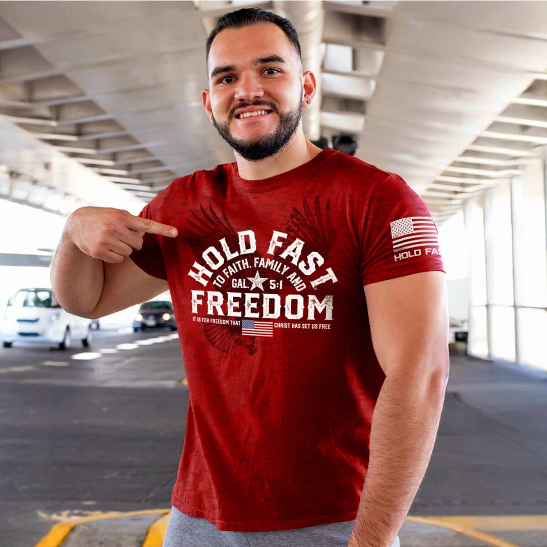 Mens T-Shirt Freedom Eagle Short Sleeve - KHF5044
